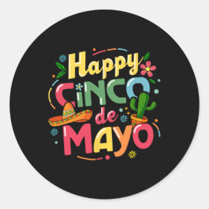 Sticker Rond Fantastique Chemise Cinco De Mayo Lets Fiesta Squa