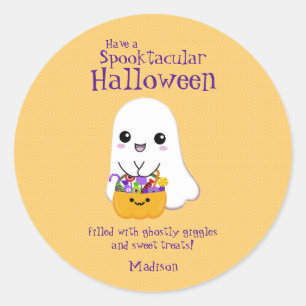 Sticker Rond Fantastique Halloween Gentil Fantôme