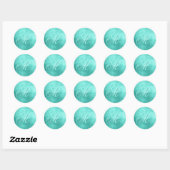 Sticker Rond Fantastique Monogramme Faux Turquoise Foil (Feuille)
