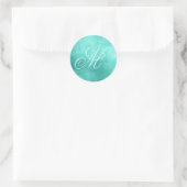Sticker Rond Fantastique Monogramme Faux Turquoise Foil (Sac)
