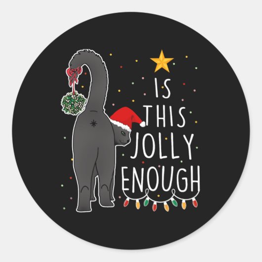 Sticker Rond Fantastique Noir Chat Noël Est Cette Jolie Assez F (Devant)