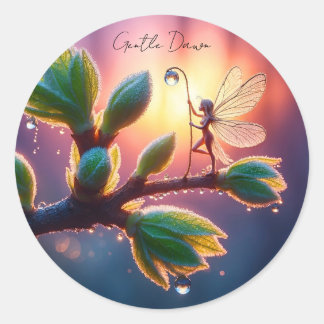 Sticker Rond Fantasy macro photography of tiny forest sprite