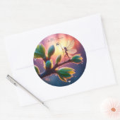 Sticker Rond Fantasy macro photography of tiny forest sprite (Enveloppe)