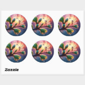 Sticker Rond Fantasy macro photography of tiny forest sprite (Feuille)