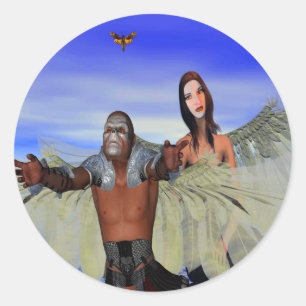 Sticker Rond Fantasy Moth Hunter