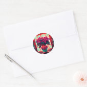 Sticker Rond Fantasy Poinsettias (Enveloppe)