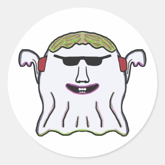 Sticker Rond Fantôme cool (Devant)