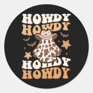 Sticker Rond Fantôme Cowboy Casquette chauves-souris Rodeo Hall