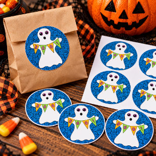 Sticker Rond Fantôme de Halloween effrayant Boo