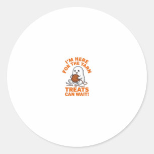 Sticker Rond Fantôme de tricot drôle Dessin de gravure vintage_