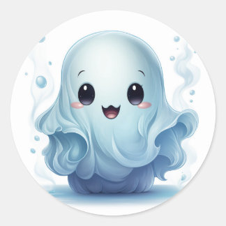 Sticker Rond Fantôme d'Halloween mignon