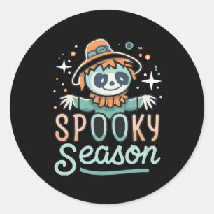 Sticker Rond fantôme drôle avec des chapeaux, saison effrayante