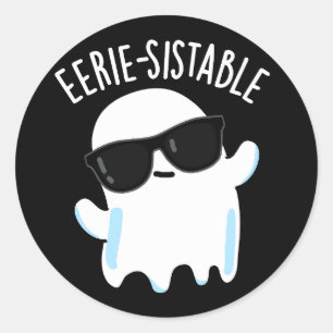 Sticker Rond Fantôme drôle de jeu de mots sombre et sinistre