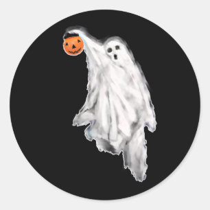 Sticker Rond Fantôme drôle d'Halloween
