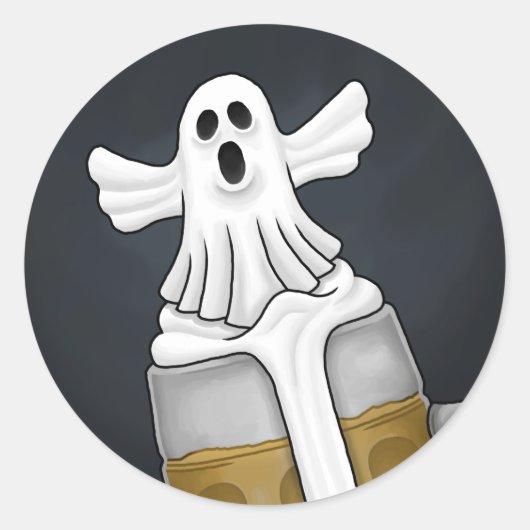 Sticker Rond Fantôme effrayant d'Halloween (Devant)