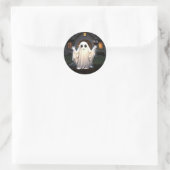 Sticker Rond Fantôme et vin d'Halloween  (Sac)