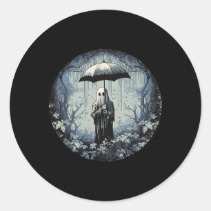 Sticker Rond Fantôme Floral Retro Vintage Halloween Fantôme Dan