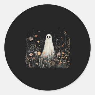 Sticker Rond Fantôme floral vintage Halloween Fantôme dans la f