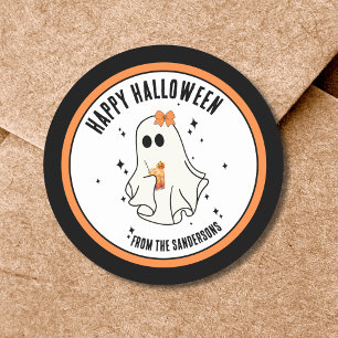Sticker Rond Fantôme Joyeux Halloween