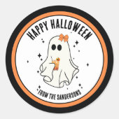 Sticker Rond Fantôme Joyeux Halloween (Devant)