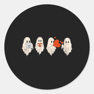Sticker Rond Fantôme Mignon Rétro Saint Valentin Femmes Hommes