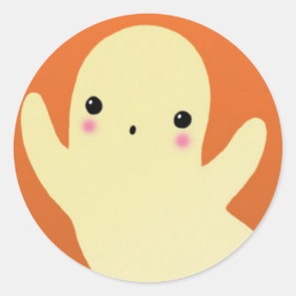 Sticker Rond Fantôme mignon sur l'orange