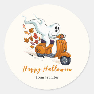 Sticker Rond Fantôme sur scooter Halloween Halloween