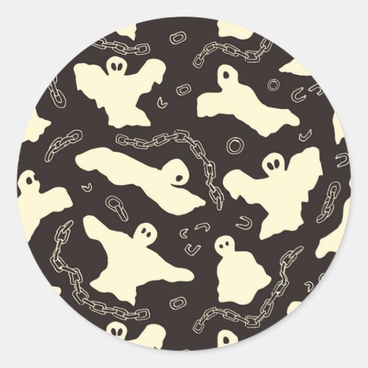 Sticker Rond Fantômes crémeux - motif d'Halloween. (Devant)