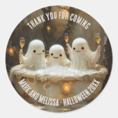 Sticker Rond Fantômes dans un jacuzzi Éffrayant Amusement extér (Devant)