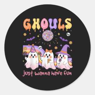 Sticker Rond Fantômes Danseurs de Halloween Veulent S'amuser