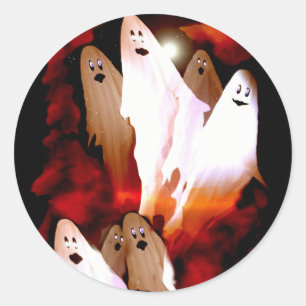 Sticker Rond Fantômes d'Halloween