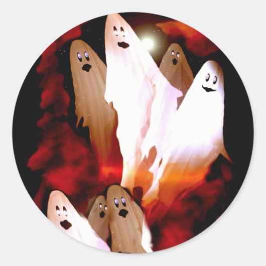 Sticker Rond Fantômes d'Halloween (Devant)