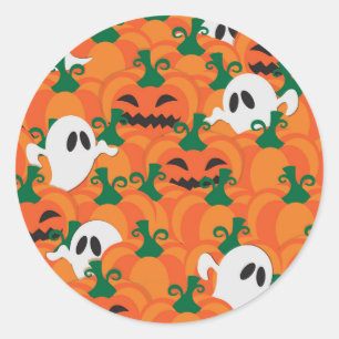 Sticker Rond Fantômes d'Halloween Patch de citrouille hantée