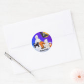 Sticker Rond Fantômes et amis d'Halloween (Enveloppe)