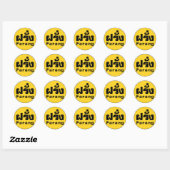 Sticker Rond Farang ♦ Étranger en langue thaï Script ♦ (Feuille)