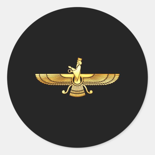 Sticker Rond Faravahar Zarathustra Zoroastrian Farohar Farvahar (Devant)