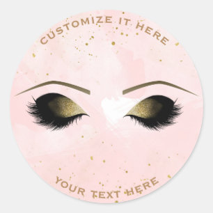 Sticker Rond Fard Rose Or Maquillage Cils Beauté Soirée