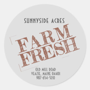 Sticker Rond FARINE FRAÎCHE 'STAMP' Faded Red on Grey