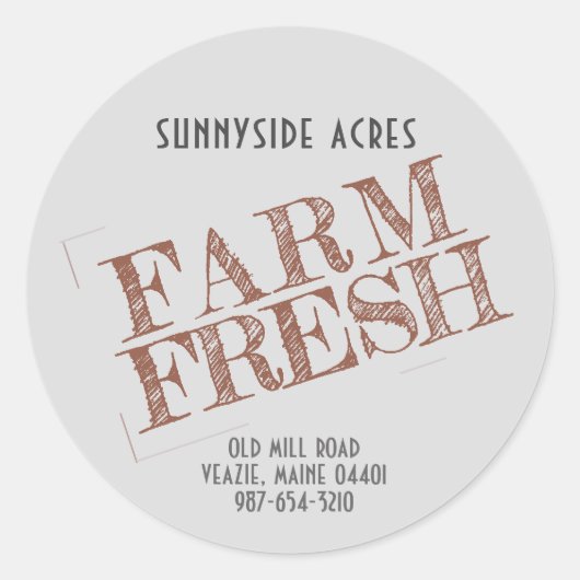 Sticker Rond FARINE FRAÎCHE 'STAMP' Faded Red on Grey (Devant)