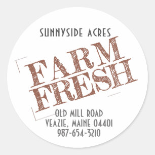 Sticker Rond FARINE FRAÎCHE 'STAMP' Faded Red sur blanc classiq