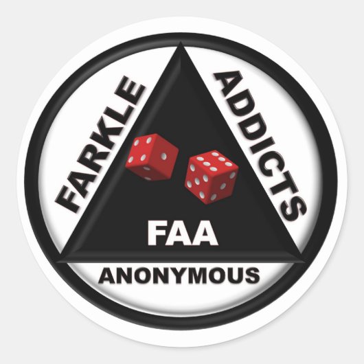 Sticker Rond Farkle Addicts Anonymous (Version 2010) (Devant)