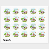 Sticker Rond Farm Barnyard Baby Shower (Feuille)