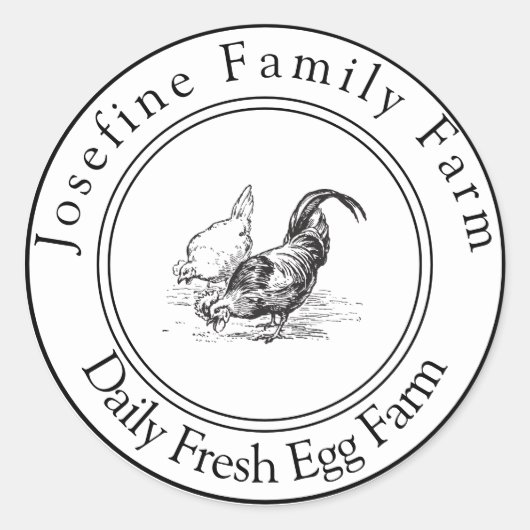 Sticker Rond Farm Fresh Eggs Chicken Coop Rustic Country Farm (Devant)