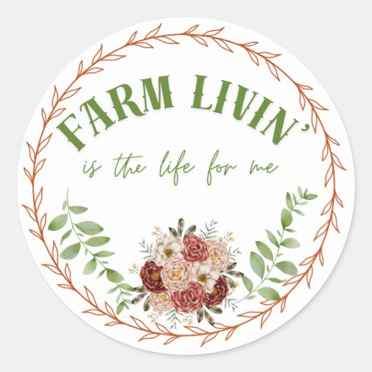 Sticker Rond Farm Livin' (Devant)