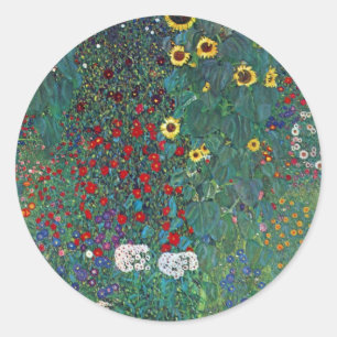 Sticker Rond Farmergarden avec Tournesol de Klimt, Fleurs Vinta