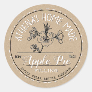 Sticker Rond Farmers Market Pomme tarte blanche sur Kraft