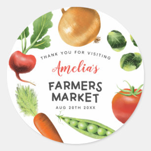 Sticker Rond Farmers Market Vegetables Anniversaire de enfant P