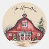 Sticker Rond Farmhouse Country Christmas Custom (Devant)