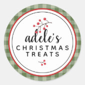 Sticker Rond Farmhouse Plaid Noël Traitements personnalisés (Devant)