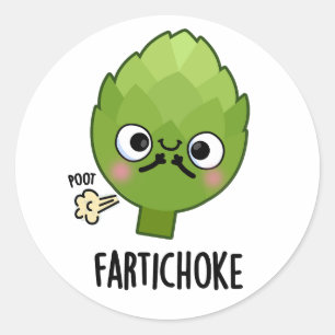 Sticker Rond Fartichoke Funny Farting Artichoke Pun